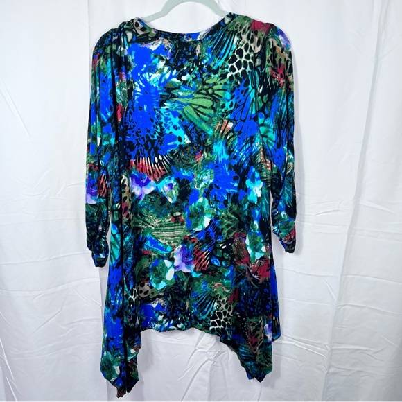 Philosophy Republic Clothing XL Tunic Top Rainforest Lagenlook Asymmetrical Hem - Picture 4 of 12